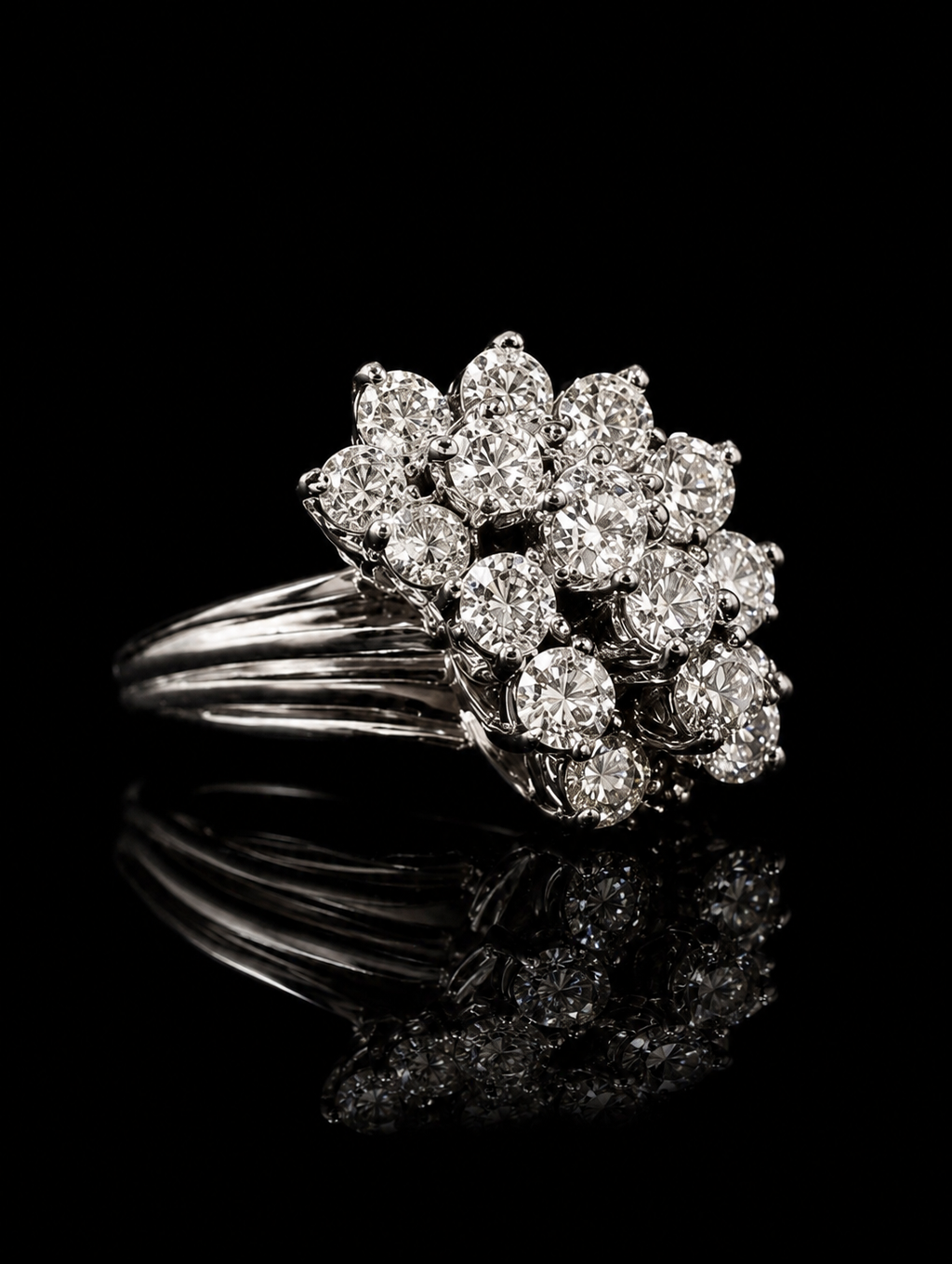 14K White Gold 3.00 CTW Natural Diamond Waterfall Ring  H-I SI