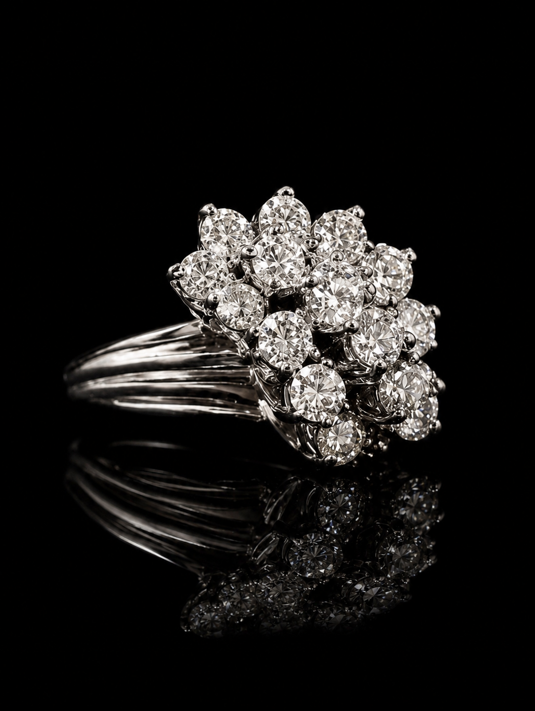 14K White Gold 3.00 CTW Natural Diamond Waterfall Ring  H-I SI