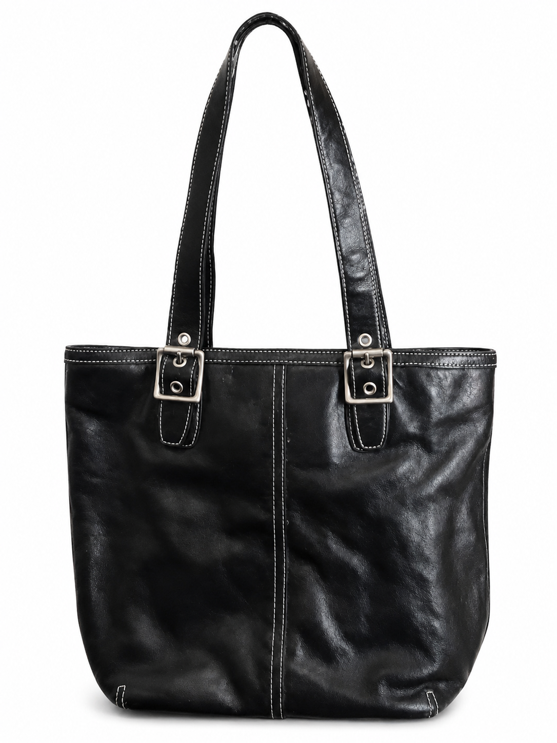 Black Coach Leather Shoulder Tote Bag