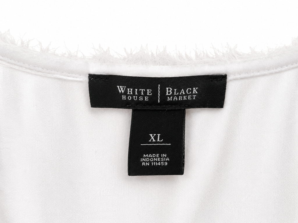 White House Black Market White Scoop Neck Tee with Black & Pink Floral XL