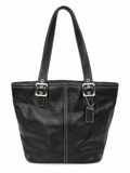 Black Coach Leather Shoulder Tote Bag