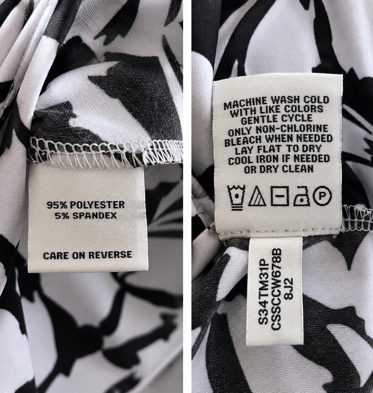 Calvin Klein Black & White Floral Sleeveless Blouse XL