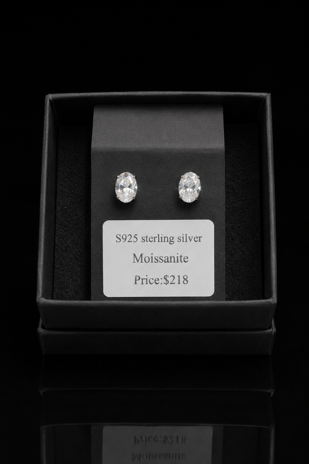 Oval Moissanite Stud Earrings- S925 Sterling Silver with GRA Certification