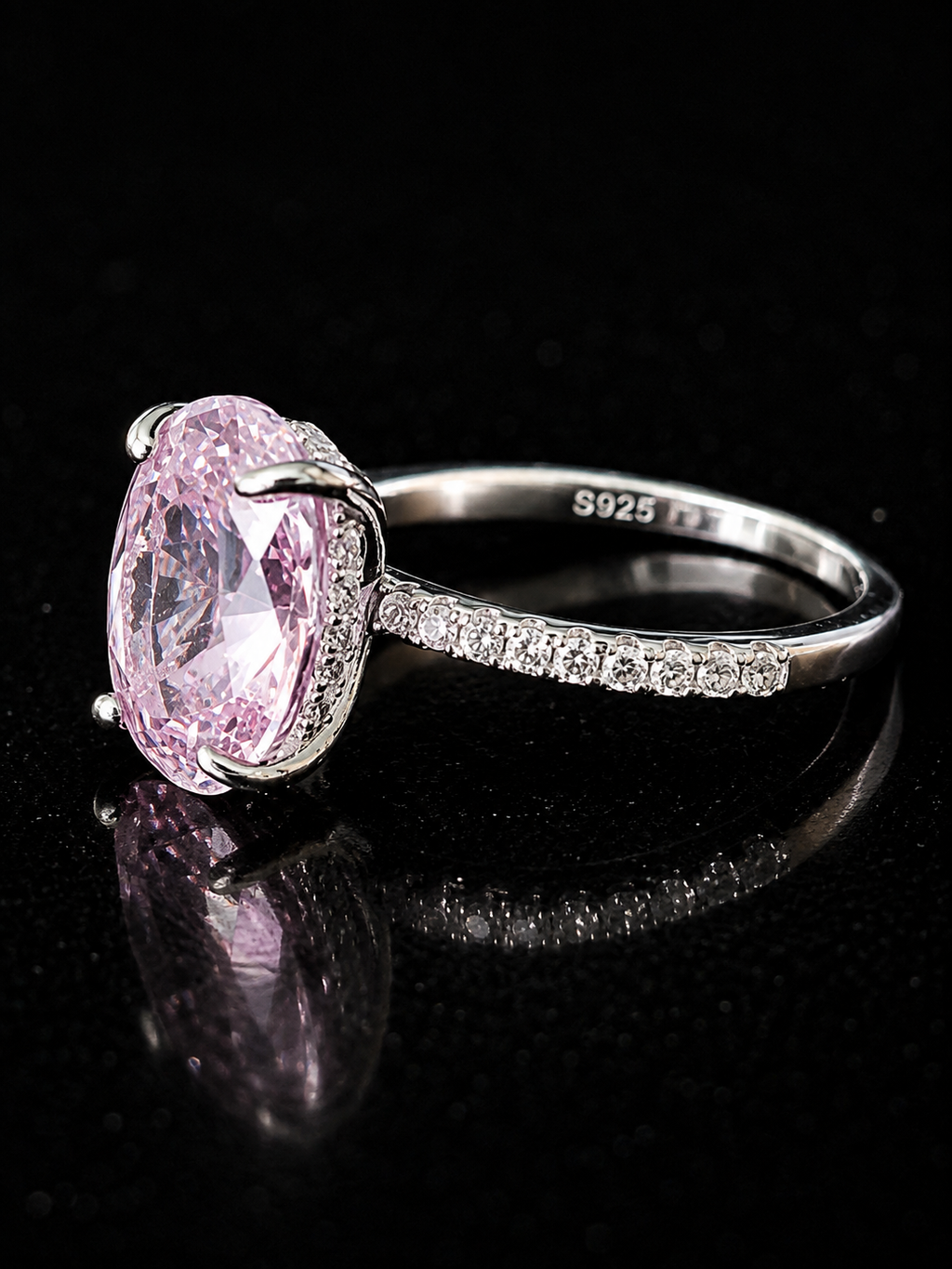 4.5 Ct Lab-Grown Pink Sapphire Ring Sterling Silver Oval VVS1 UGI Certified Size 7
