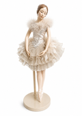 Vintage Porcelain Ballerina Doll – White Feathered Tutu & Pearls