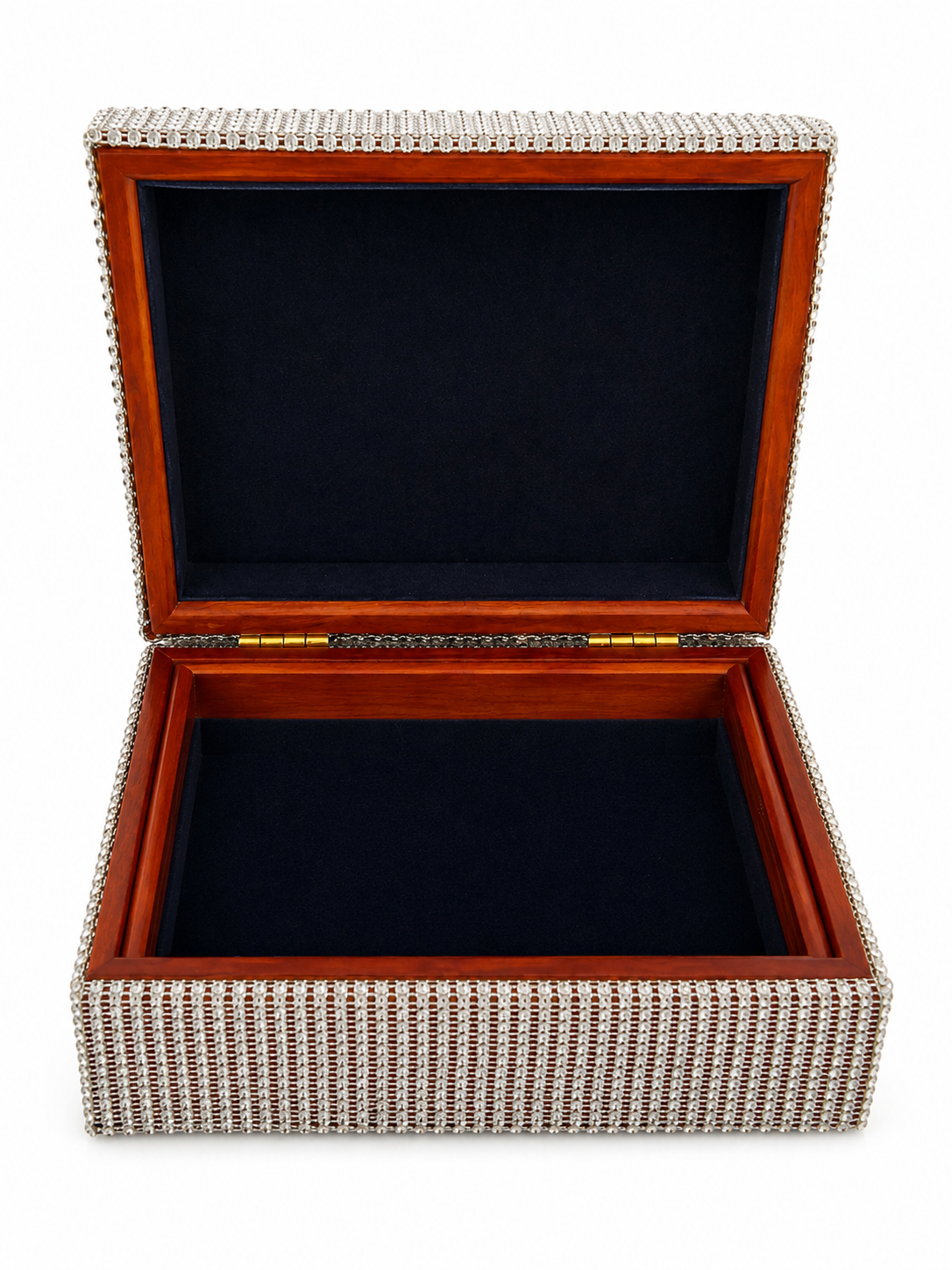 Elegant Rhinestone-Covered Decorative Jewelry Box