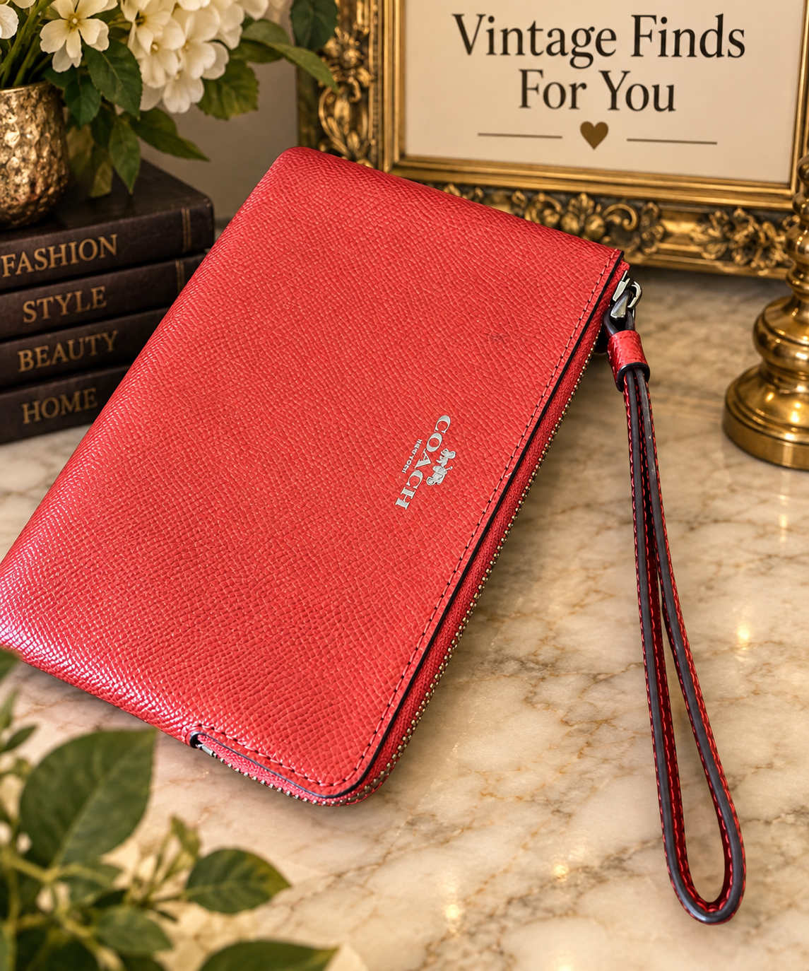 Coach Red Leather Wristlet
