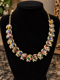 Vintage Judy Lee Statement Necklace – Gold Tone Textured Link Design – Signed