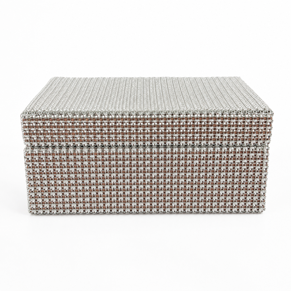 Elegant Rhinestone-Covered Decorative Jewelry Box