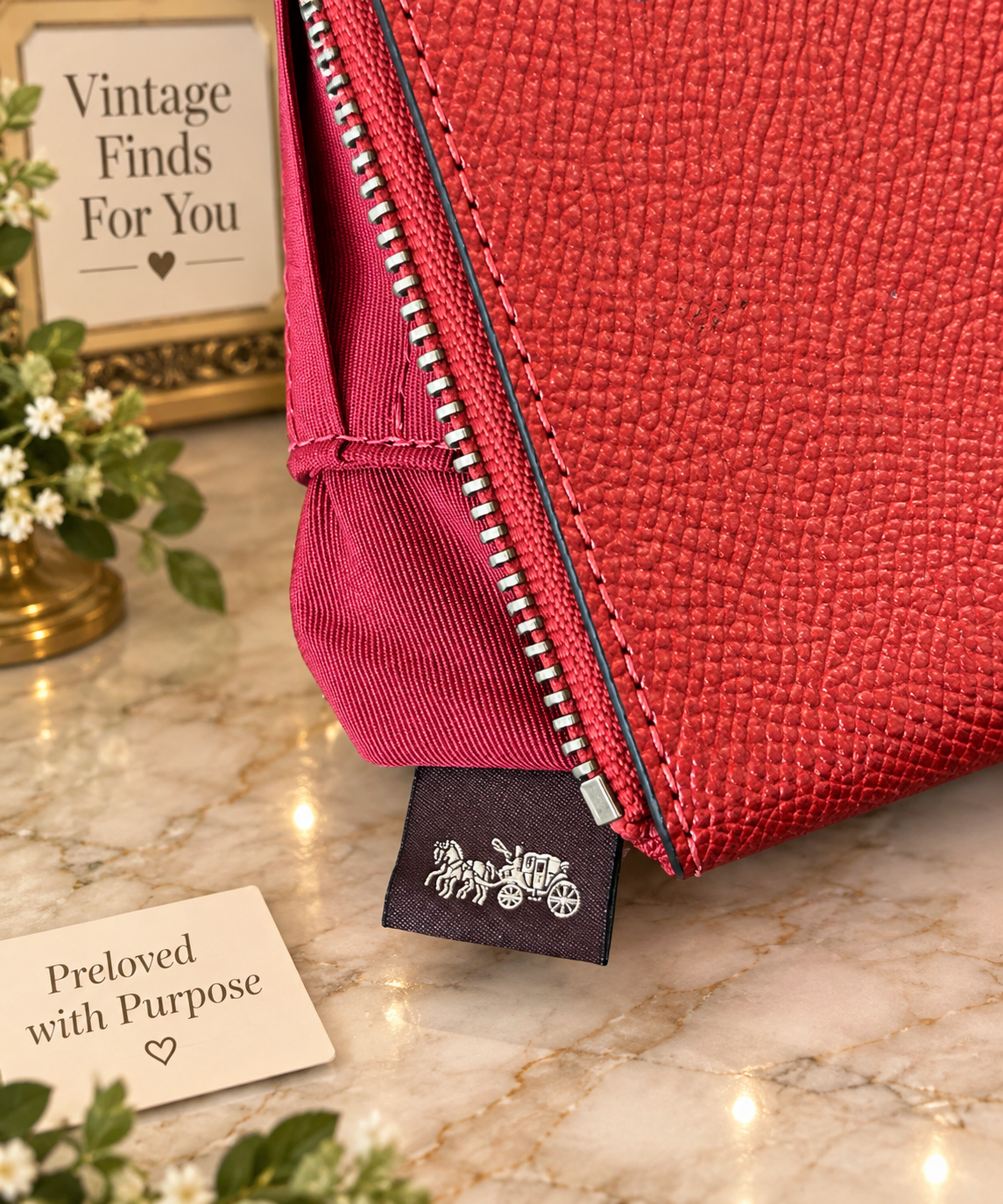 Coach Red Leather Wristlet
