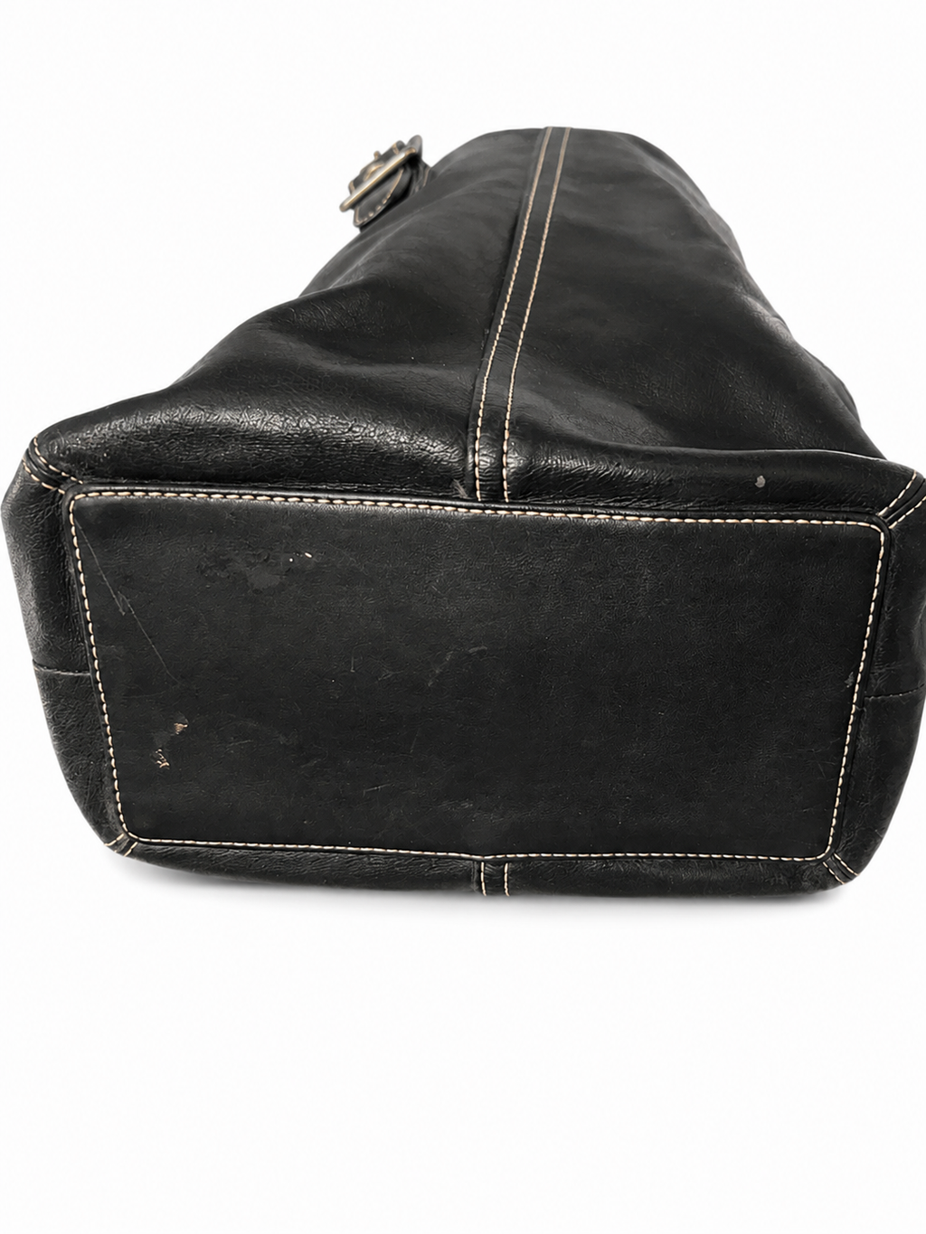 Black Coach Leather Shoulder Tote Bag