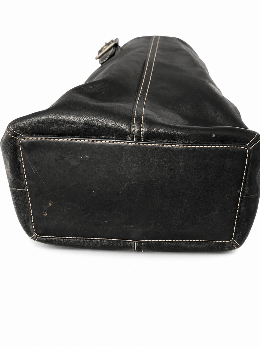 Black Coach Leather Shoulder Tote Bag
