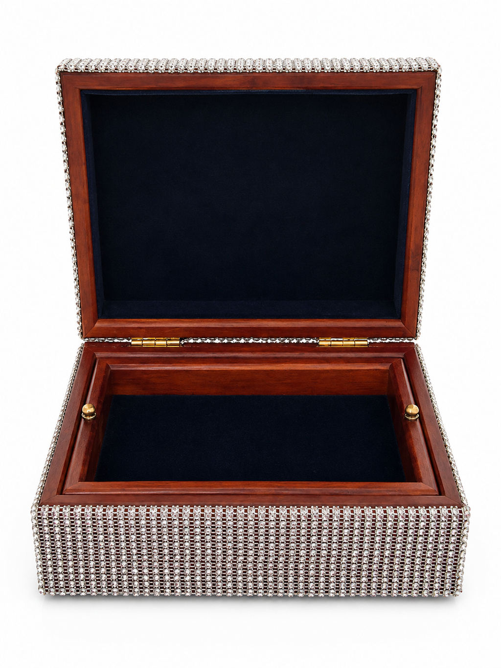Elegant Rhinestone-Covered Decorative Jewelry Box