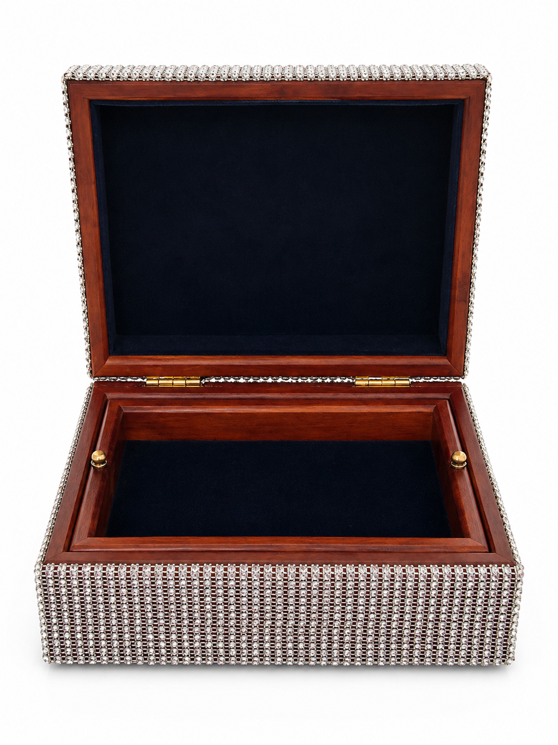 Elegant Rhinestone-Covered Decorative Jewelry Box