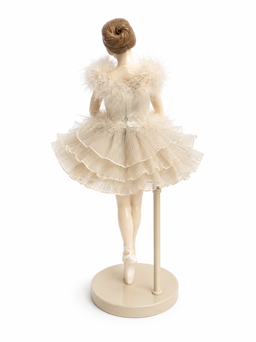 Vintage Porcelain Ballerina Doll – White Feathered Tutu & Pearls