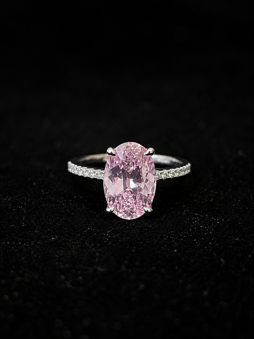 4.5 Ct Lab-Grown Pink Sapphire Ring Sterling Silver Oval VVS1 UGI Certified Size 7