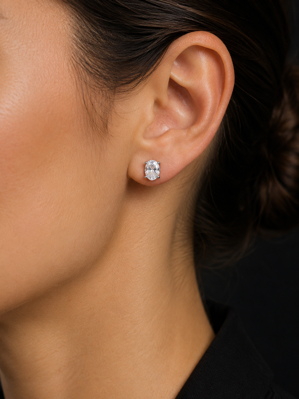 Oval Moissanite Stud Earrings- S925 Sterling Silver with GRA Certification