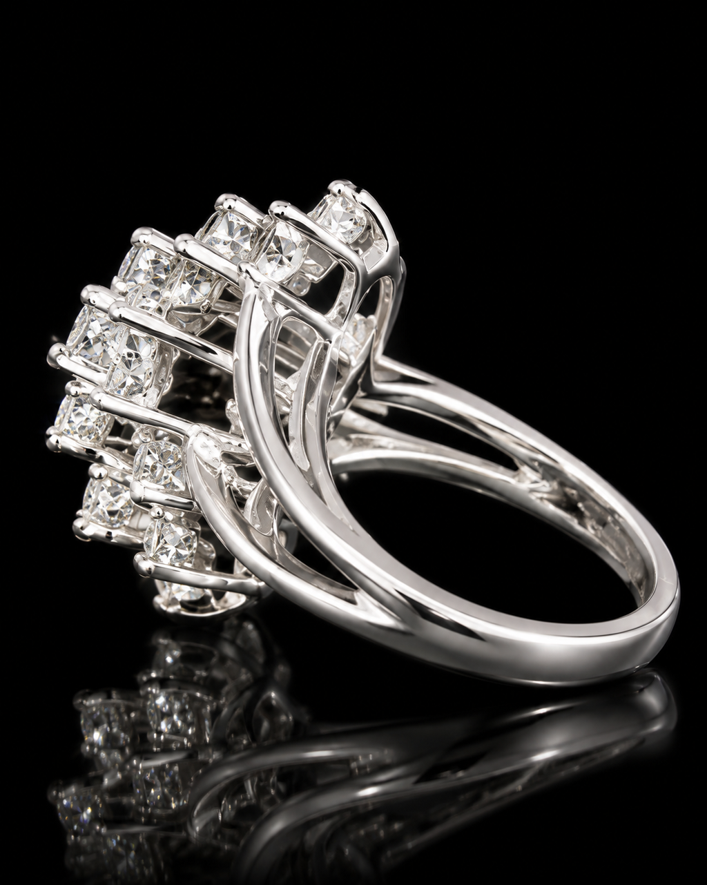 14K White Gold 3.00 CTW Natural Diamond Waterfall Ring  H-I SI