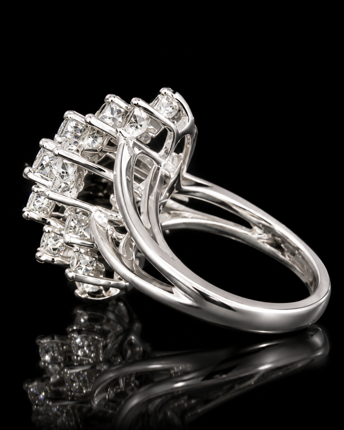 14K White Gold 3.00 CTW Natural Diamond Waterfall Ring  H-I SI