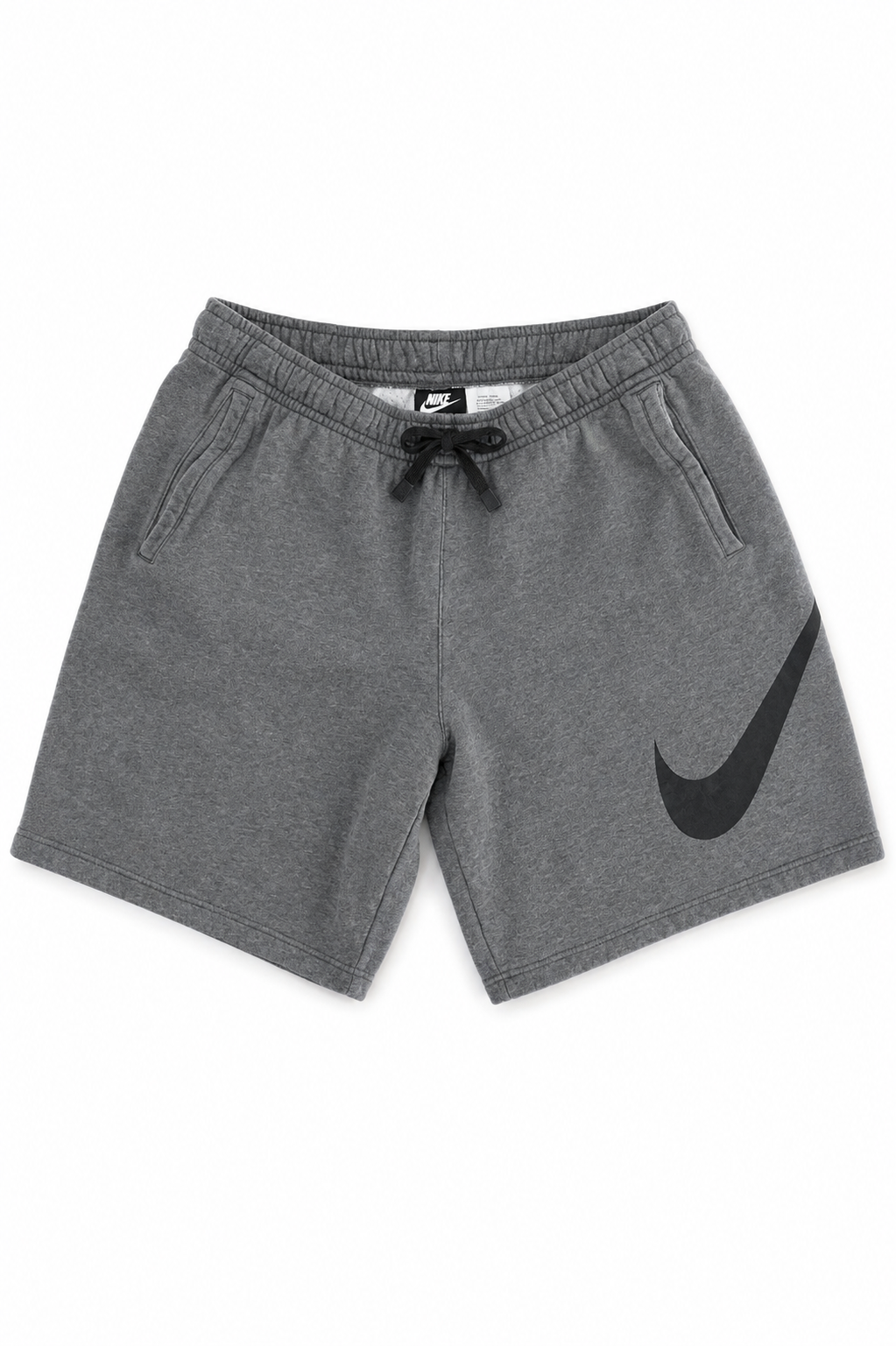 Nike Unisex Gray Fleece Shorts XL Black Swoosh Drawstring