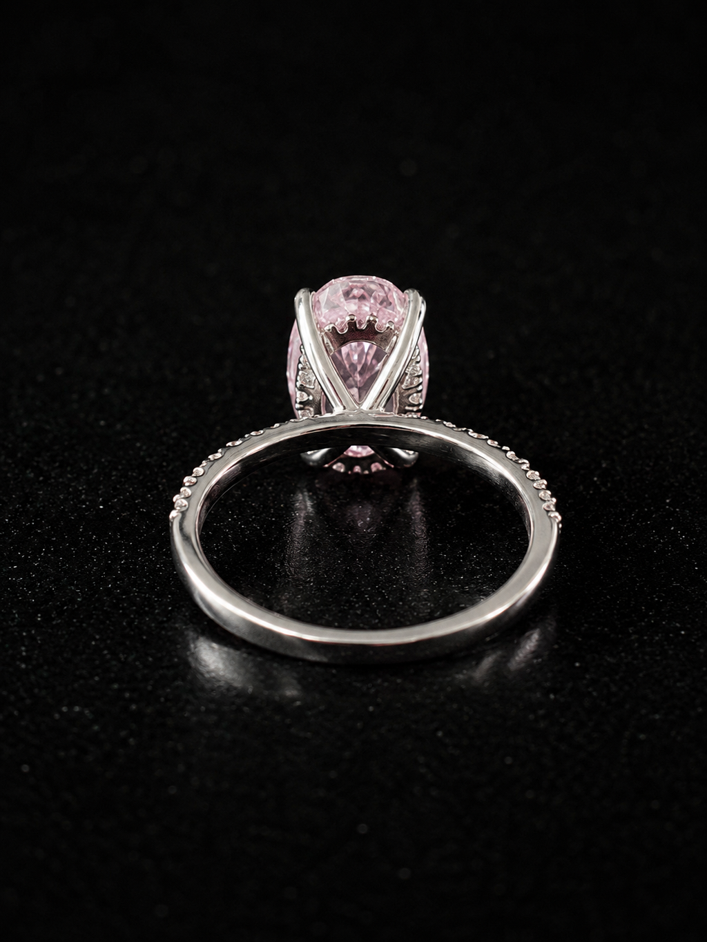 4.5 Ct Lab-Grown Pink Sapphire Ring Sterling Silver Oval VVS1 UGI Certified Size 7