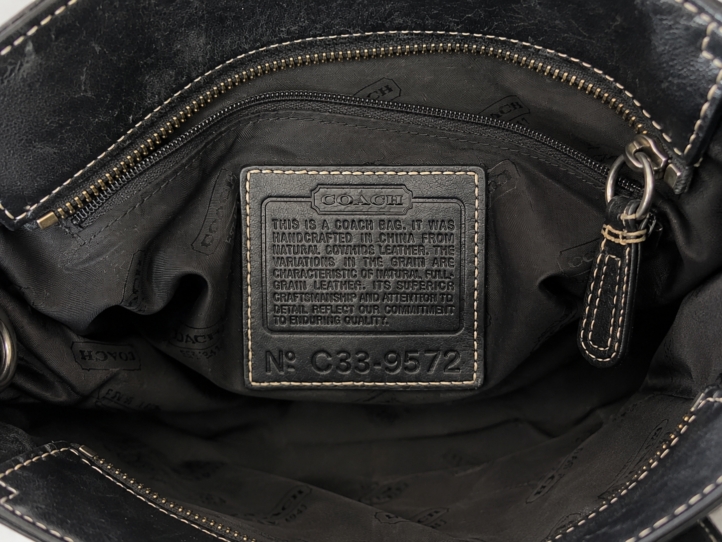 Black Coach Leather Shoulder Tote Bag