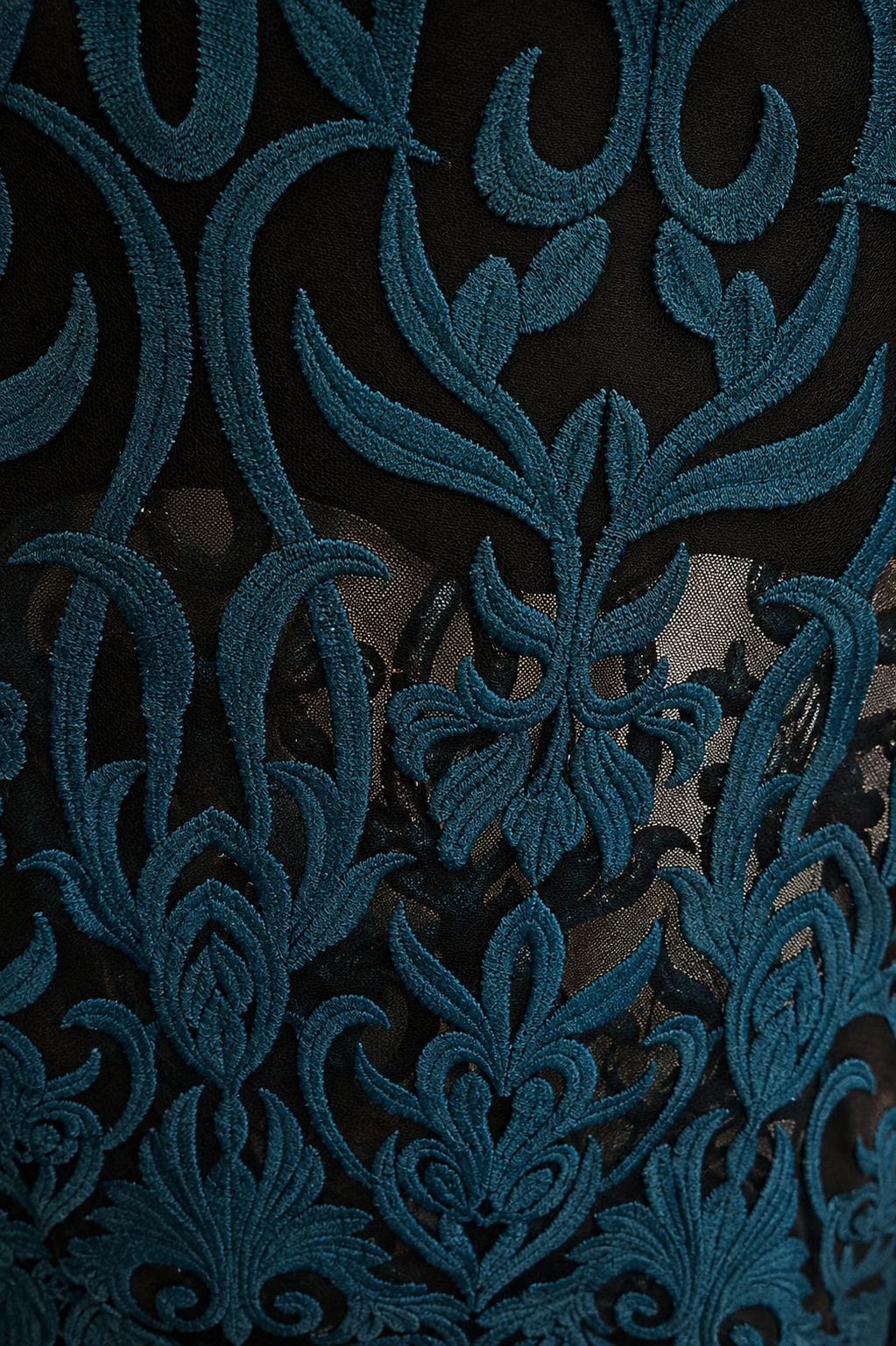 New Foxiedox Black and Teal Embroidered/Lace Dress XL