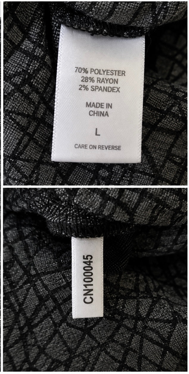 New York & Company NWT Gray Black Abstract Print Dress Size L