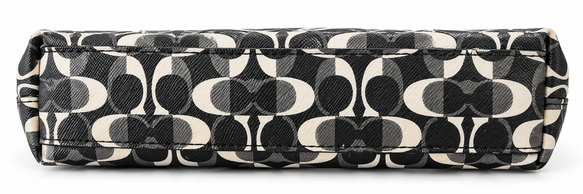 Black Gray Cream Op Art Cosmetic Makeup Pouch – Coach Branding