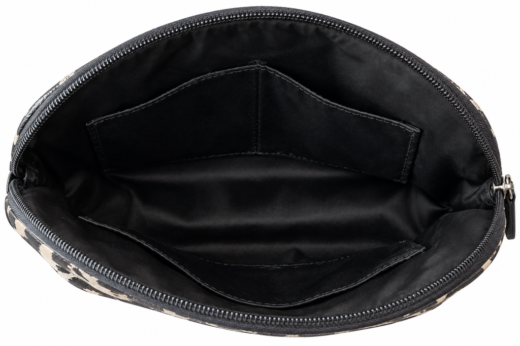 Black Gray Cream Op Art Cosmetic Makeup Pouch – Coach Branding