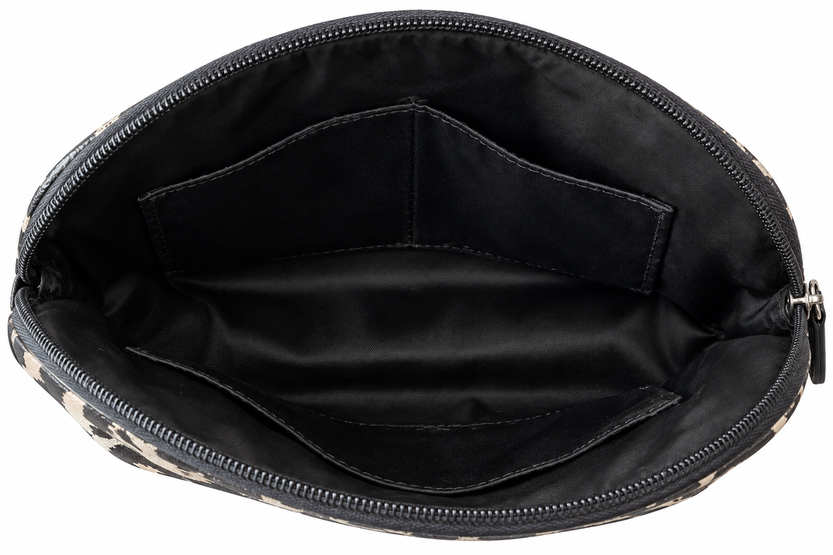 Black Gray Cream Op Art Cosmetic Makeup Pouch – Coach Branding