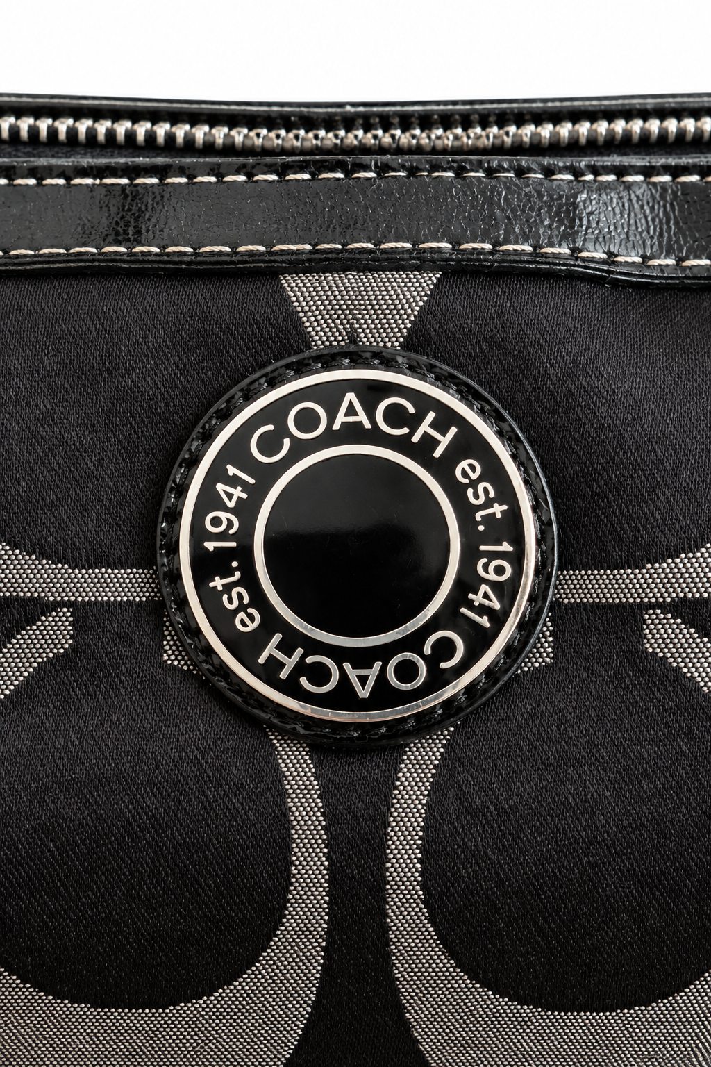Coach Signature Black & Silver Jacquard Tote Bag – Style F20429