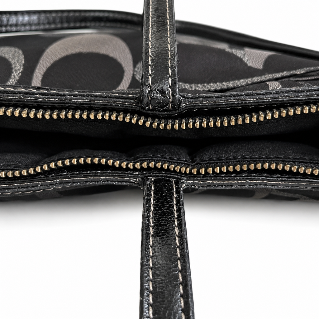 Coach Signature Black & Silver Jacquard Tote Bag – Style F20429
