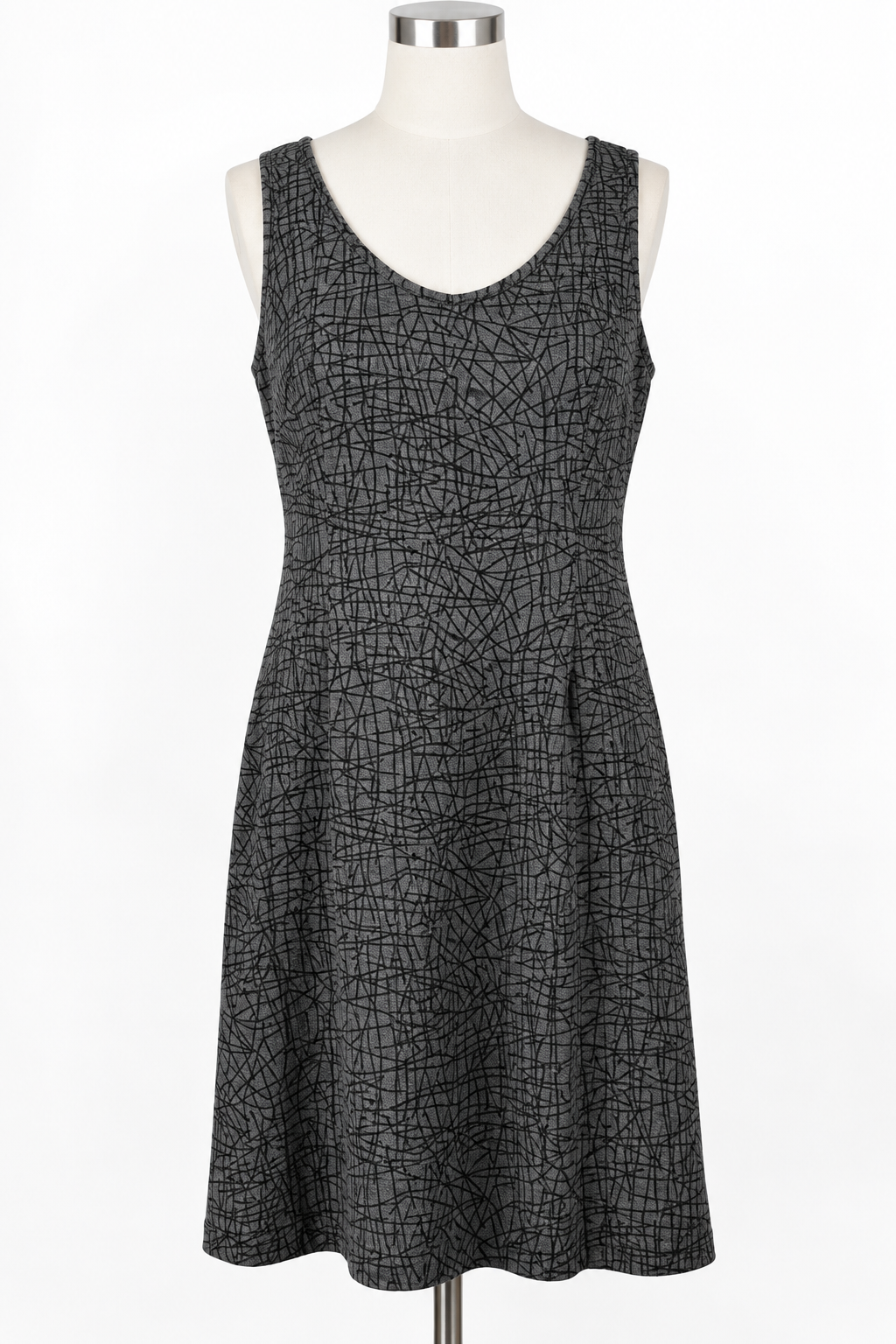New York & Company NWT Gray Black Abstract Print Dress Size L