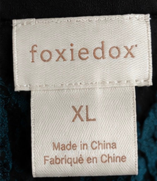 New Foxiedox Black and Teal Embroidered/Lace Dress XL