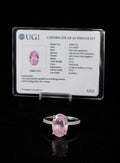 4.5 Ct Lab-Grown Pink Sapphire Ring Sterling Silver Oval VVS1 UGI Certified Size 7